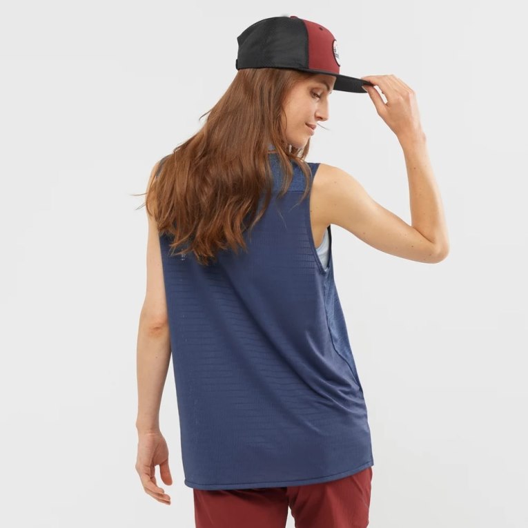 Navy Salomon Outline Summer Women's Tanks | PH 36097E